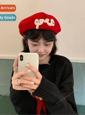 Christmas limed hat female Korean  wool beret Japanese retro