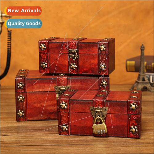 New retro storage box antique wooden storage box desktop sun