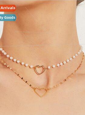 Europe fashion lip chain accessories women double pearl geom
