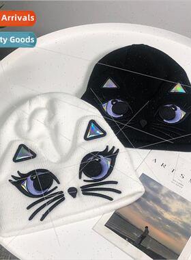 Peipai Korea cute cat knted wool cap womens new fall and win
