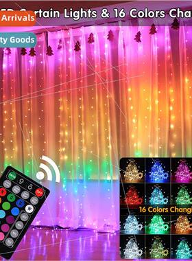 APP bluetooth curtain string lights 3*3m300 lights remote co