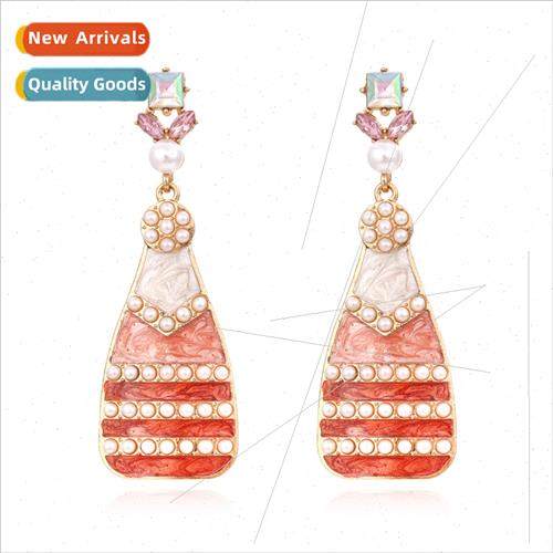 New creative alloy diamond pearl earrings retro fashion anoi
