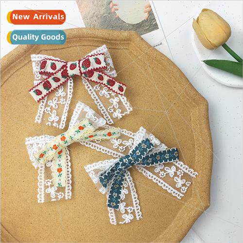 Japanese small fresh floral lace bow hairpin female sweet cu