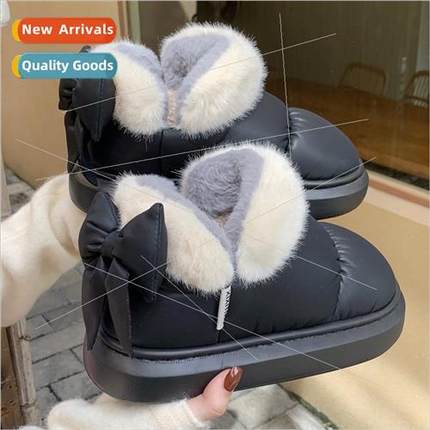 Winter cute bow warm padded snow boots men women creative ne