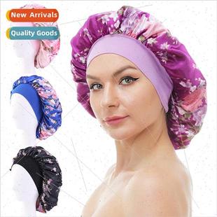 Wide Brim Sleeping Large Elastic Printed Hat HeadbRoun Satin
