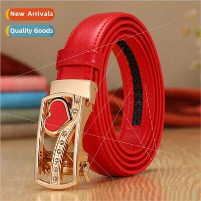 Women belt leather automatic buckle hundred no punch belt fe
