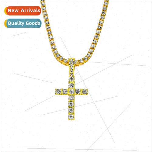 Drilling cross pendant necklace tide men hiphop tennis chain