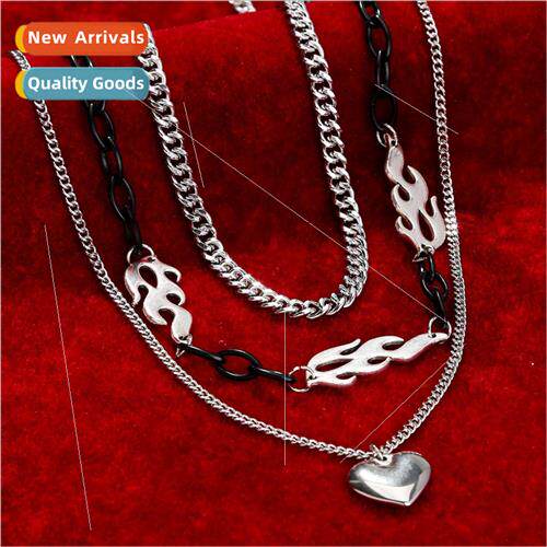 Men Women Bully Flame Necklace Fashion mple Hip Hop Heart Mu