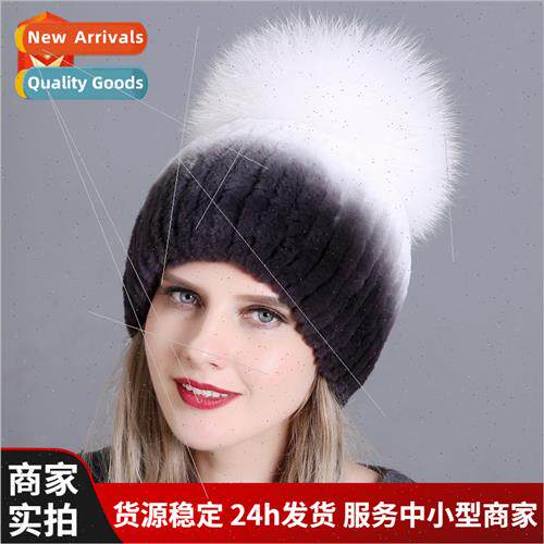 New otter rabb fur lady hat hand-stched fox fur winter warm