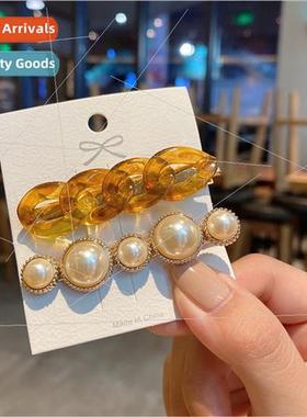 Korea super ins wind chain pearl hair clip combination simpl