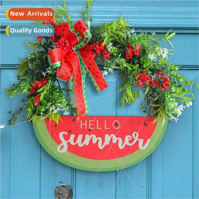 Summer watermelon wreath new simulation flower hello wooden