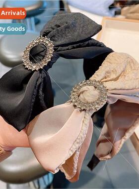 ins rhinestone luxury self-  bow color blocking hairpin head
