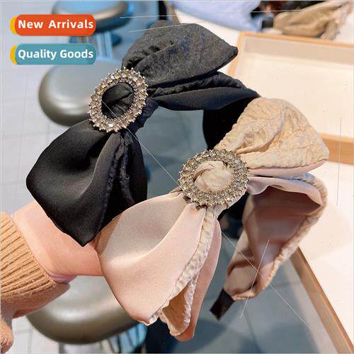 ins rhinestone luxury self-  bow color blocking hairpin head