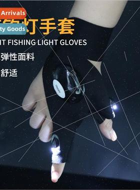 led lighted finger light outdoor fishing gloves flashlight e