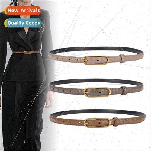 Genuine leather cowhide thin belt female simple retro decora