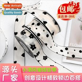 Yarn Flocking Bow Floral Packa Bouquet Flower Ribbon