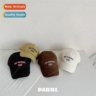 baseball cap washed Letter top children soft boys embroidery