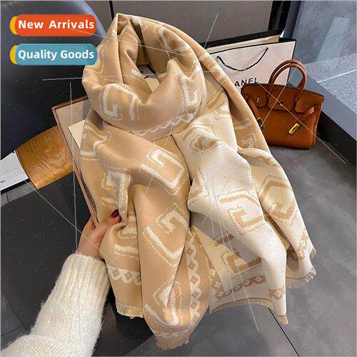 2023 new fashion faux cashmere scarf female winter warm temp