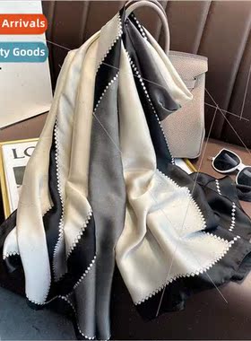 New silk satin spring new geometric color blocking thin silk