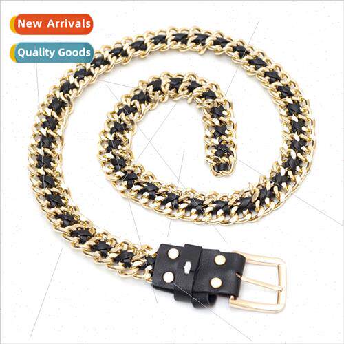 Metal Belt women Belt Splice Belt Gold Braided Chain Black J