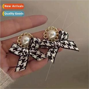 black whe earrings winter grid wild thousbirds Autumn bow
