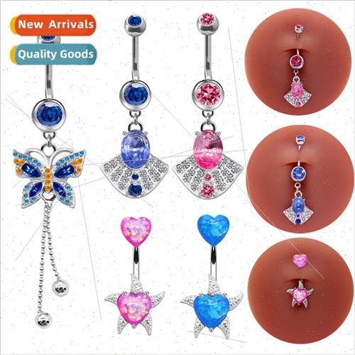 Europe niche sexy belly button ring heart shaped navel studs