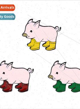 Cute pink piggy metal badge oil drop brooch creative piggy s