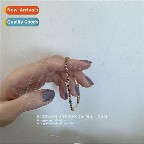ins rainbow zirconia bracelet necklace female delicate summe