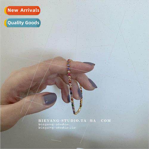ins rainbow zirconia bracelet necklace female delicate summe