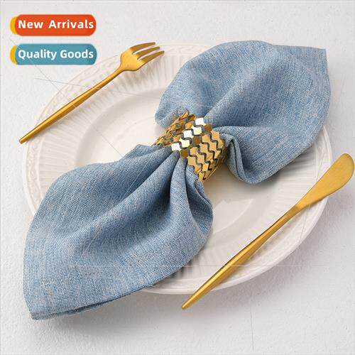 Wave closed napkin ring personalized gold metal serrated pap