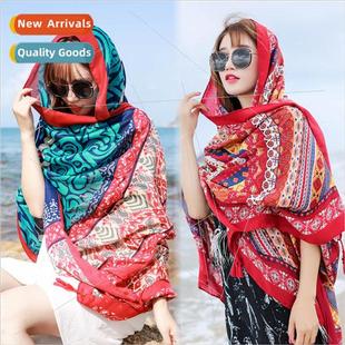 ethnic travel silk Summer vacation linen scarf sunscr cotton