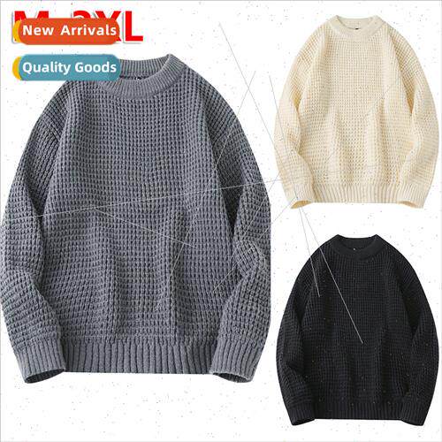 Men solid color round neck sweater autumn winter high neck n