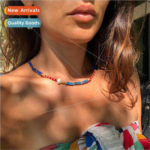 Europe New Klein Blue Agate Necklace Women French Handmade S