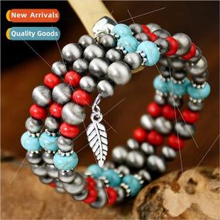 Vintage bohemian antique color heart-shaped beaded bracelets