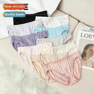 New silk girls panties Japan solid color low waist breathabl