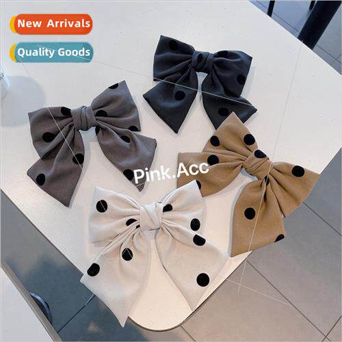 Korea bow flocking polka dot hair clips back head large clip