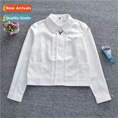 New jk shirt long-sleeved female unim embroidered deer head