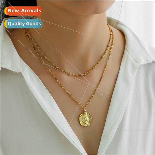 ins Europe double stainless steel gold plated necklace perso