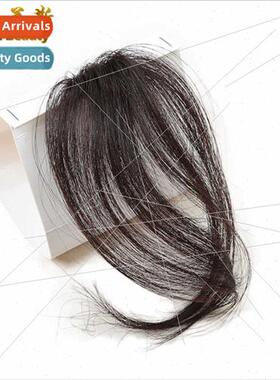 Full hand-woven left French center parted bangs brown black