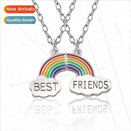 Rainbow Whe Cloud Splicing Couple Necklace Best Friend BFF C