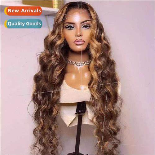 Europe Wigs Black Brown Gradient Long Curly Hair Rose Net He
