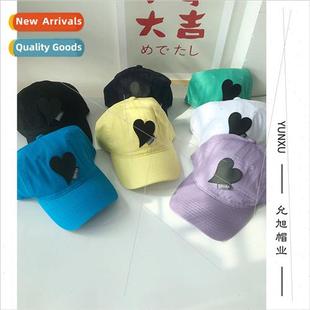 duck tongue wind label sunshad ins love children leather cap