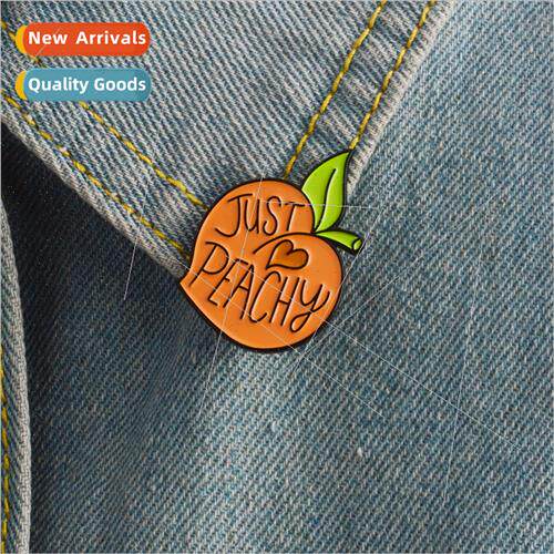 Creative brooches cartoon love peach green leaves fruit broo