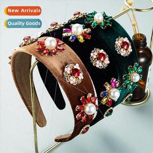 retro Europe colorful rhinestone baroque Hair flowers bands