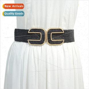 belt elastic leather buckle fur decorative Women shaped