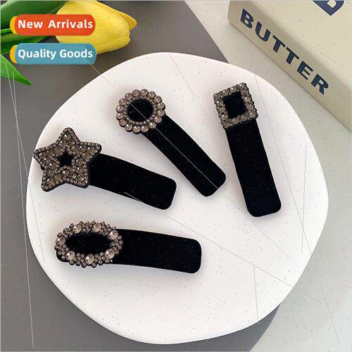Autumn winter flocking heart heart bb clip rhinestone hairpi