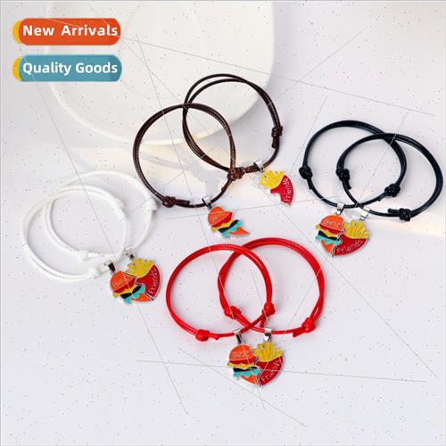 Europe burger fries bracelet cute compact jewelry men women