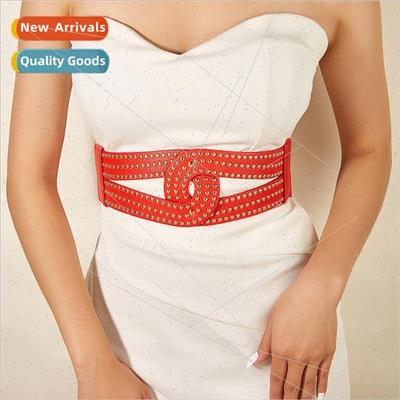 Punk rivets wide waist seal outside skirt su hundred elastic