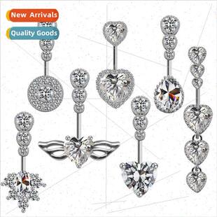 Europe teardrop heart-shaped wings belly button ring zirconi