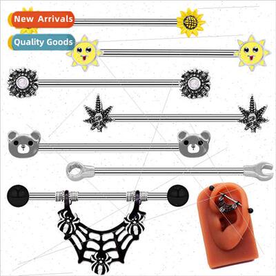 Europe simple cute earrings ear bone studs long ear rod Indu